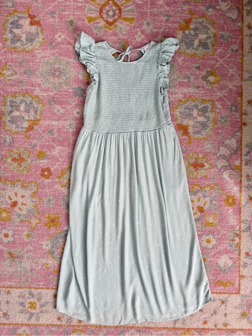 a new day Pale Mint Smocked Bodice Flutter-Sleeve Dress
